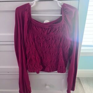 Gap Ruched Long Sleeve Top red